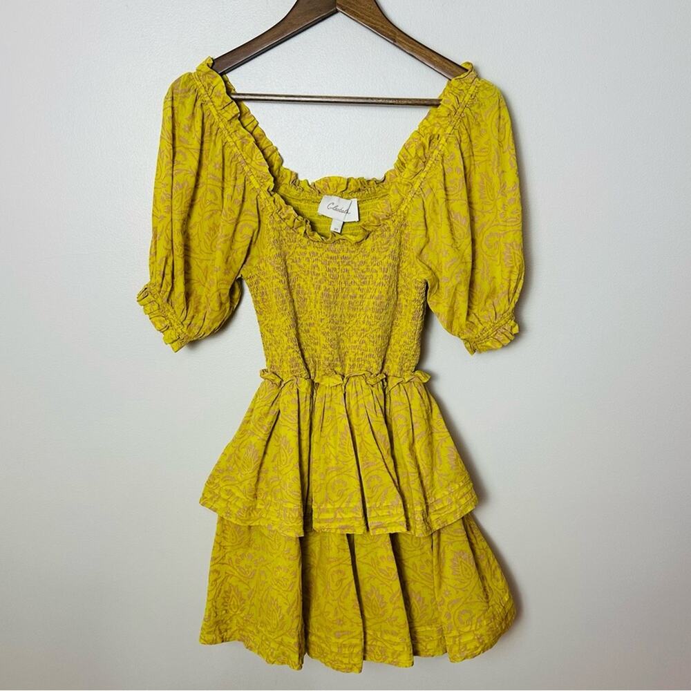 Cleobella Luna Mini Dress Women’s Size XS Organic Cotton Puff Sleeve Tiered - Picture 5 of 16